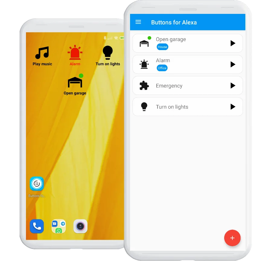 Buttons for Alexa Android app next to home-screen Alexa routine widgets